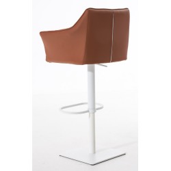 Juego de 2 taburetes de bar Damaso en símil piel color marrón claro y blanco Juego de 2 taburetes de bar Damaso en símil piel color marrón claro y blanco