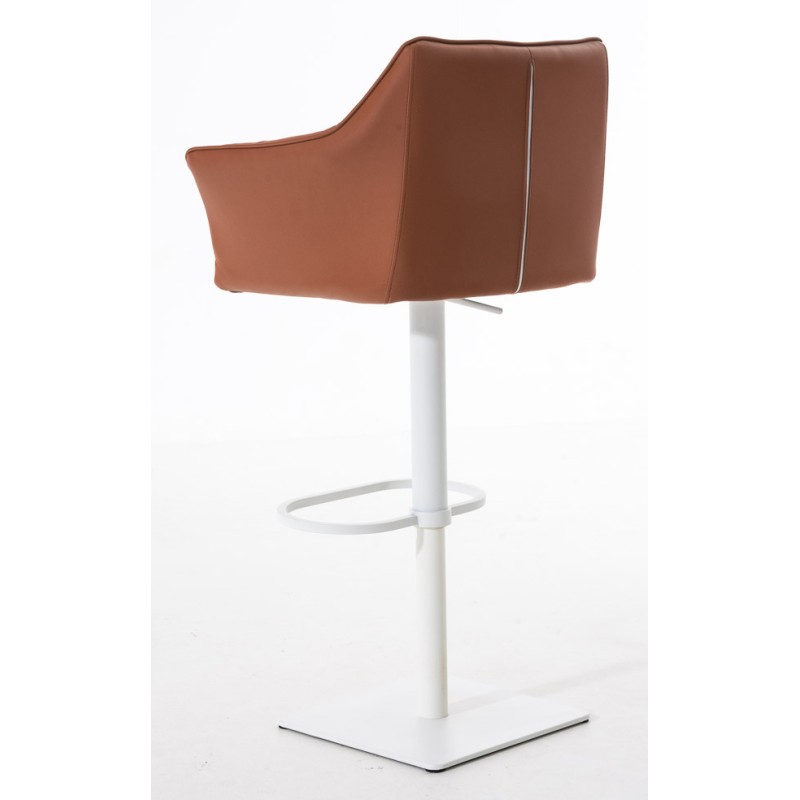 Juego de 2 taburetes de bar Damaso en símil piel color marrón claro y blanco