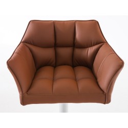 Juego de 2 taburetes de bar Damaso en símil piel color marrón claro y blanco Juego de 2 taburetes de bar Damaso en símil piel color marrón claro y blanco