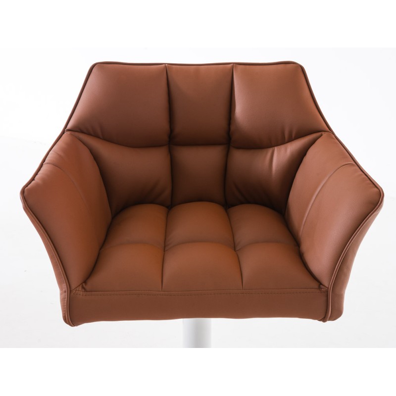 Juego de 2 taburetes de bar Damaso en símil piel color marrón claro y blanco