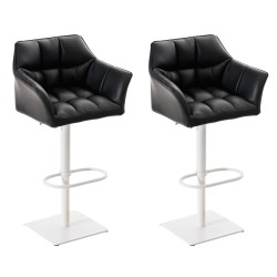 Juego de 2 taburetes de bar Damaso en piel sintética blanca y negra