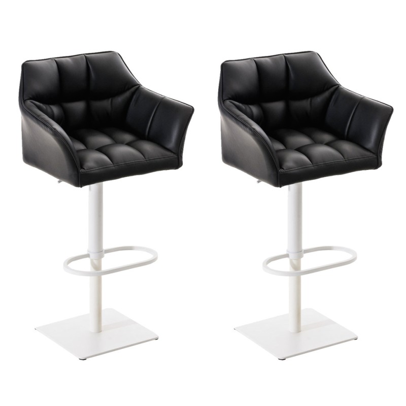 Juego de 2 taburetes de bar Damaso en piel sintética blanca y negra Juego de 2 taburetes de bar Damaso en piel sintética blanca y negra