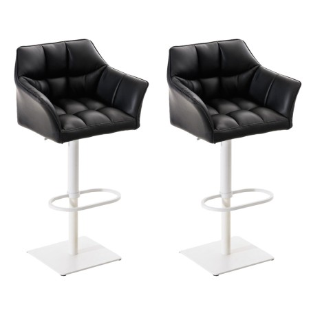 Juego de 2 taburetes de bar Damaso en piel sintética blanca y negra