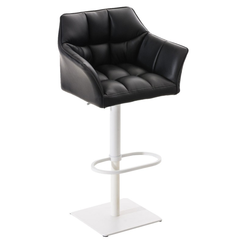 Juego de 2 taburetes de bar Damaso en piel sintética blanca y negra