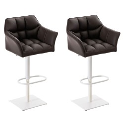 Juego de 2 taburetes de bar Damaso en piel sintética blanca y marrón