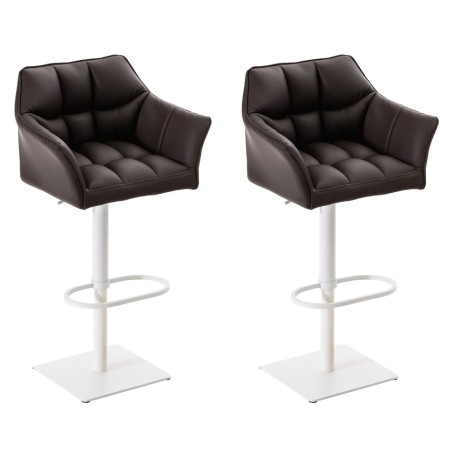 Juego de 2 taburetes de bar Damaso en piel sintética blanca y marrón