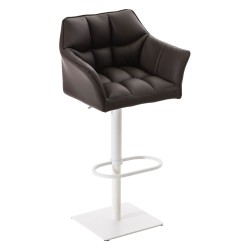 Juego de 2 taburetes de bar Damaso en piel sintética blanca y marrón Juego de 2 taburetes de bar Damaso en piel sintética blanca y marrón