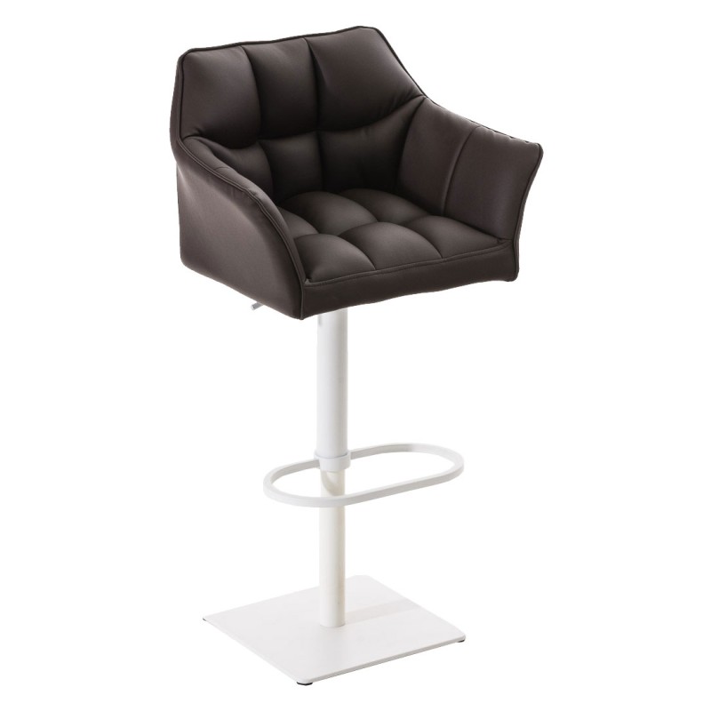 Juego de 2 taburetes de bar Damaso en piel sintética blanca y marrón