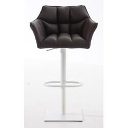 Juego de 2 taburetes de bar Damaso en piel sintética blanca y marrón Juego de 2 taburetes de bar Damaso en piel sintética blanca y marrón