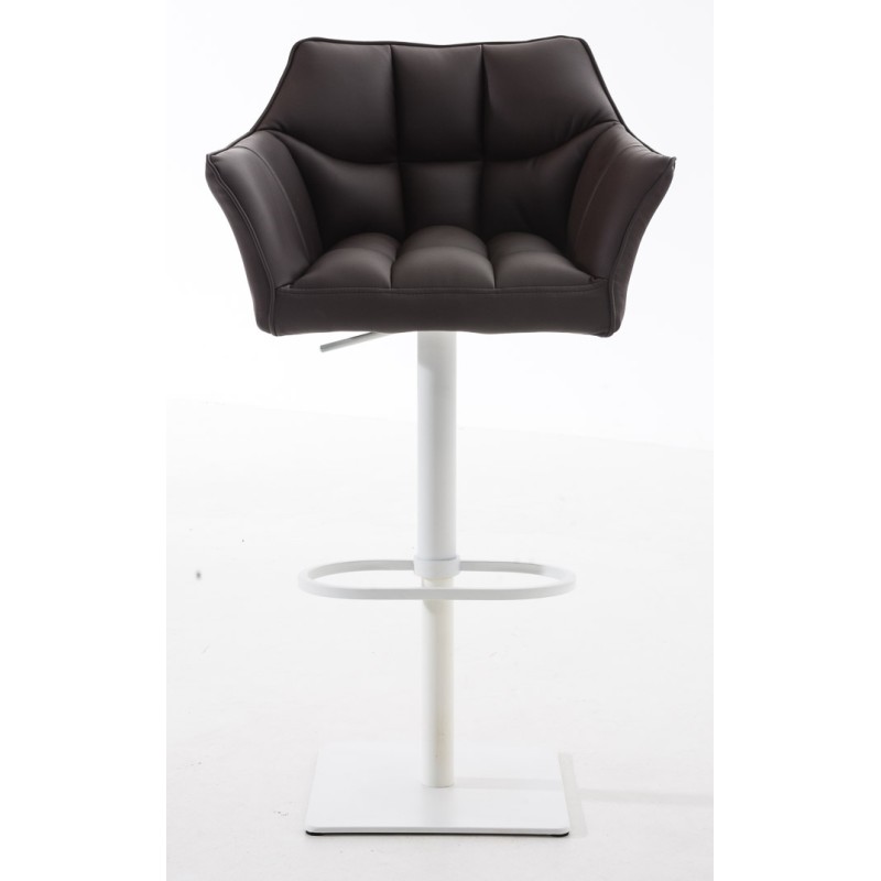 Juego de 2 taburetes de bar Damaso en piel sintética blanca y marrón