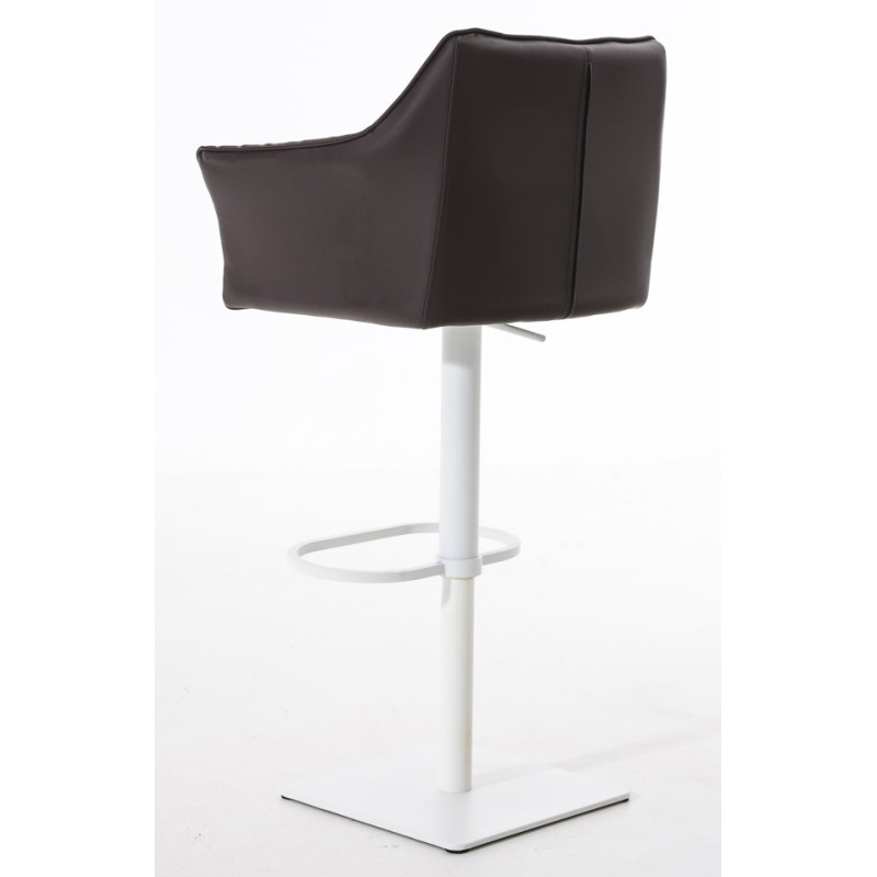 Juego de 2 taburetes de bar Damaso en piel sintética blanca y marrón