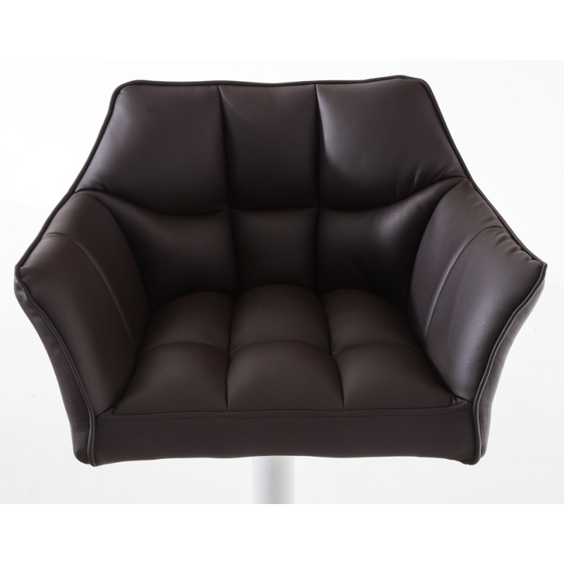 Juego de 2 taburetes de bar Damaso en piel sintética blanca y marrón