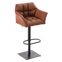 Juego de 2 taburetes de bar Damaso en piel sintética negra y marrón claro Juego de 2 taburetes de bar Damaso en piel sintética negra y marrón claro