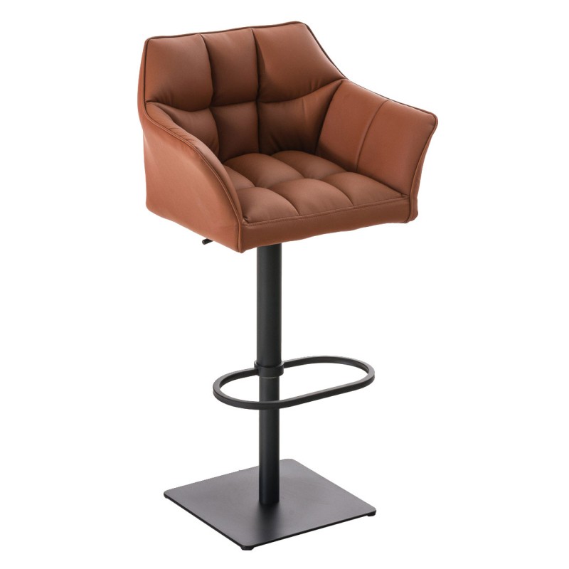 Juego de 2 taburetes de bar Damaso en piel sintética negra y marrón claro