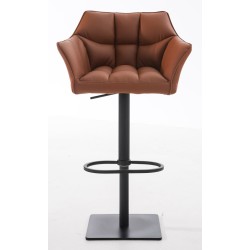 Juego de 2 taburetes de bar Damaso en piel sintética negra y marrón claro Juego de 2 taburetes de bar Damaso en piel sintética negra y marrón claro