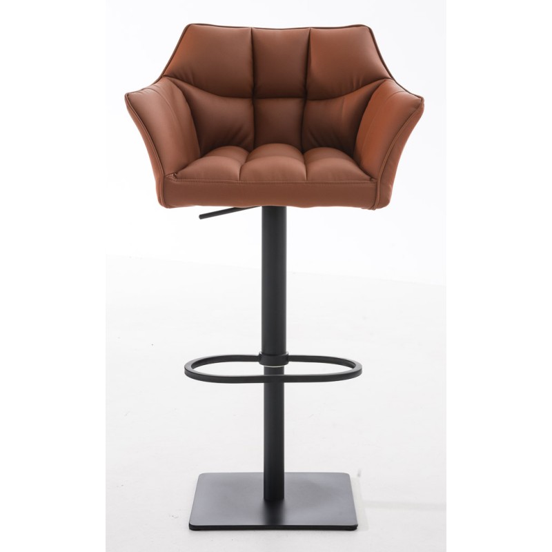 Juego de 2 taburetes de bar Damaso en piel sintética negra y marrón claro