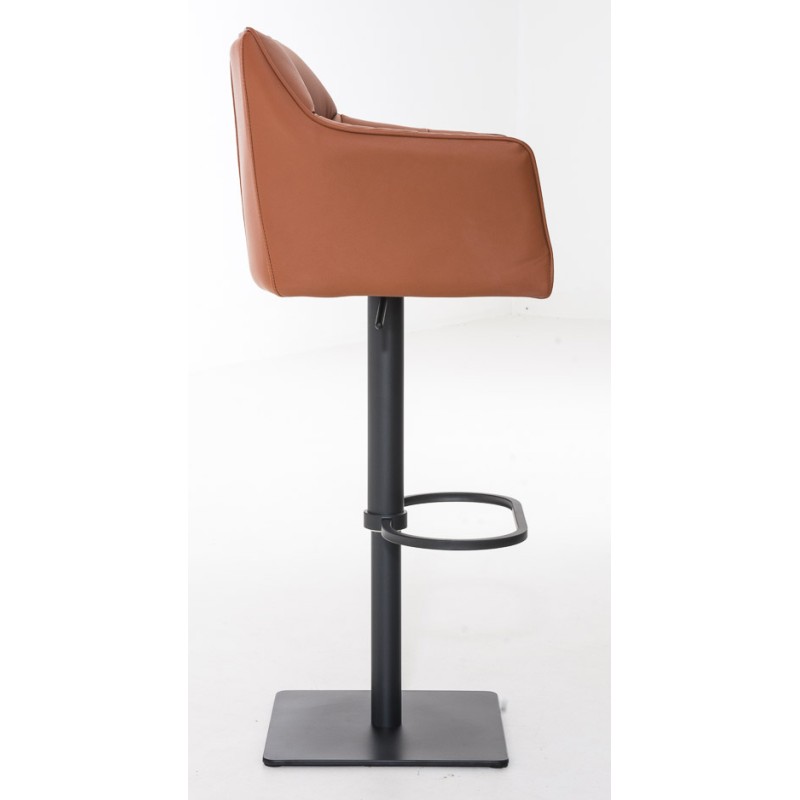 Juego de 2 taburetes de bar Damaso en piel sintética negra y marrón claro