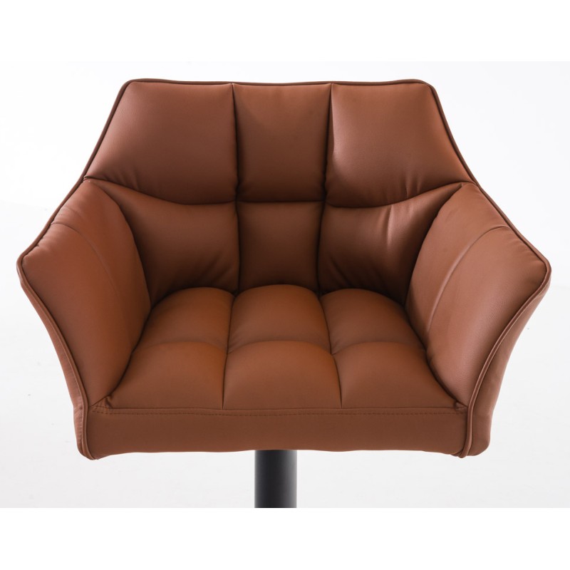 Juego de 2 taburetes de bar Damaso en piel sintética negra y marrón claro