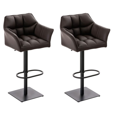 Juego de 2 taburetes de bar Damaso en piel sintética negra y marrón