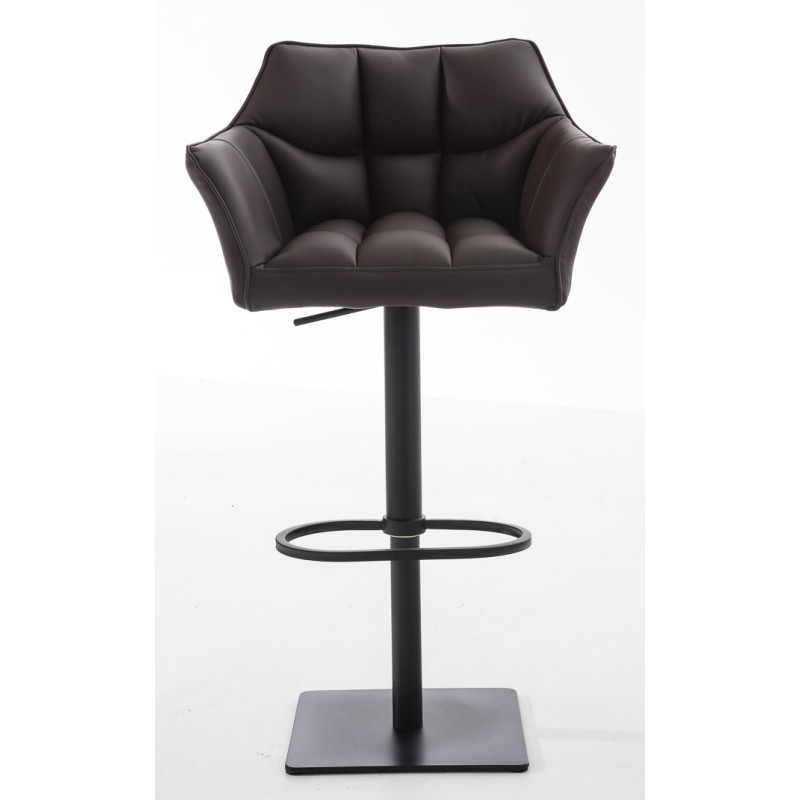 Juego de 2 taburetes de bar Damaso en piel sintética negra y marrón