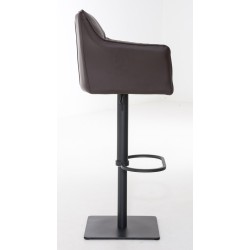 Juego de 2 taburetes de bar Damaso en piel sintética negra y marrón