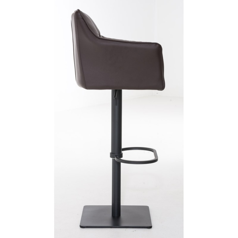 Juego de 2 taburetes de bar Damaso en piel sintética negra y marrón