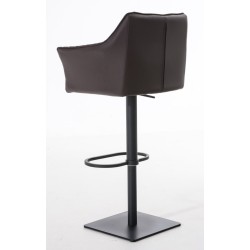 Juego de 2 taburetes de bar Damaso en piel sintética negra y marrón