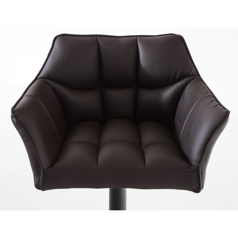 Juego de 2 taburetes de bar Damaso en piel sintética negra y marrón