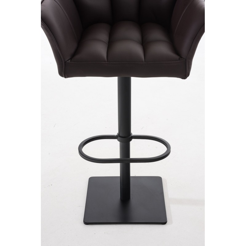 Juego de 2 taburetes de bar Damaso en piel sintética negra y marrón