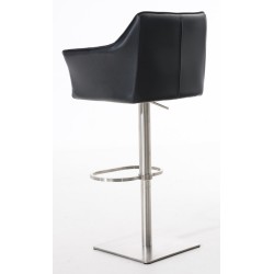 Juego de 2 taburetes de bar Damaso en piel sintética negra y acero inoxidable