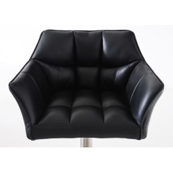 Juego de 2 taburetes de bar Damaso en piel sintética negra y acero inoxidable