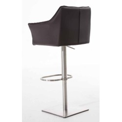 Juego de 2 taburetes de bar Damaso en piel sintética marrón y acero inoxidable Juego de 2 taburetes de bar Damaso en piel sintética marrón y acero inoxidable