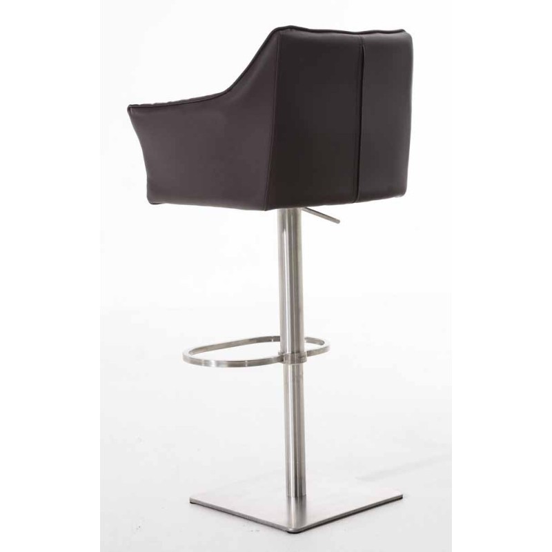 Juego de 2 taburetes de bar Damaso en piel sintética marrón y acero inoxidable