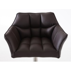 Juego de 2 taburetes de bar Damaso en piel sintética marrón y acero inoxidable Juego de 2 taburetes de bar Damaso en piel sintética marrón y acero inoxidable