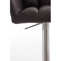 Juego de 2 taburetes de bar Damaso en piel sintética marrón y acero inoxidable Juego de 2 taburetes de bar Damaso en piel sintética marrón y acero inoxidable