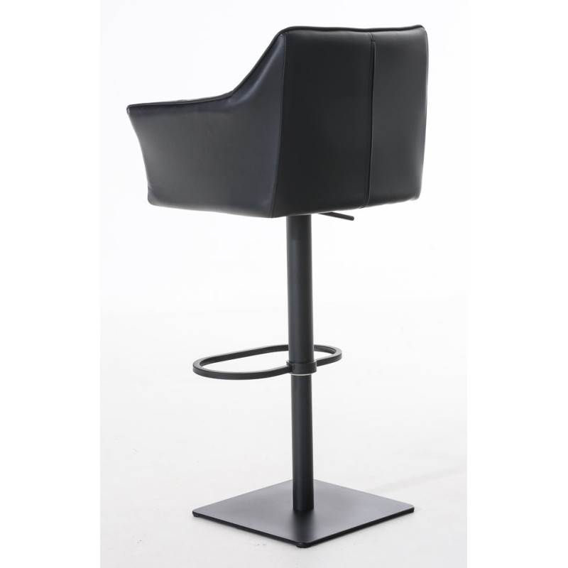 Juego de 2 taburetes de bar Damaso en piel sintética negra