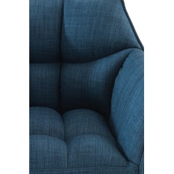 Juego de 2 taburetes de bar de tela Damaso en negro y azul