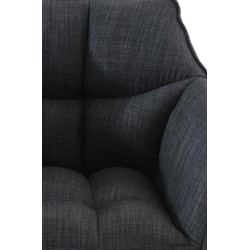 Juego de 2 taburetes de bar de tela Damaso y acero inoxidable gris oscuro