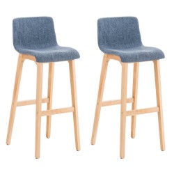 Juego de 2 taburetes de bar Hoover en tejido Natura azul