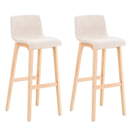 Juego de 2 taburetes de bar Hoover en tejido Natura color crema