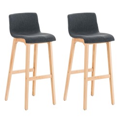 Juego de 2 taburetes de bar Hoover en tejido Natura gris oscuro