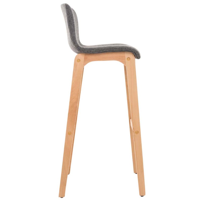 Juego de 2 taburetes de bar Hoover en tejido Natura gris claro