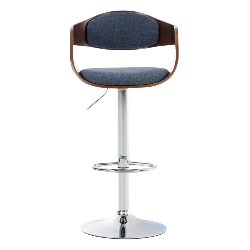 Taburetes de bar Kingston C en tela nogal/azul, juego de 2