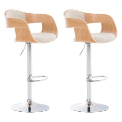 Juego de 2 taburetes de bar Kingston C de tela natural/crema