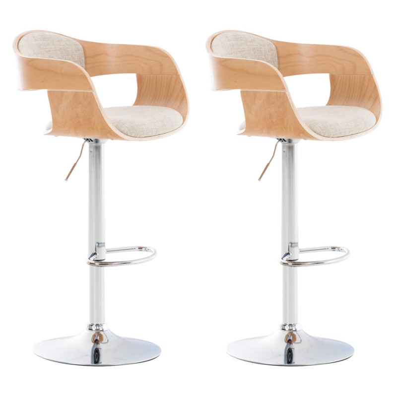 Juego de 2 taburetes de bar Kingston C de tela natural/crema