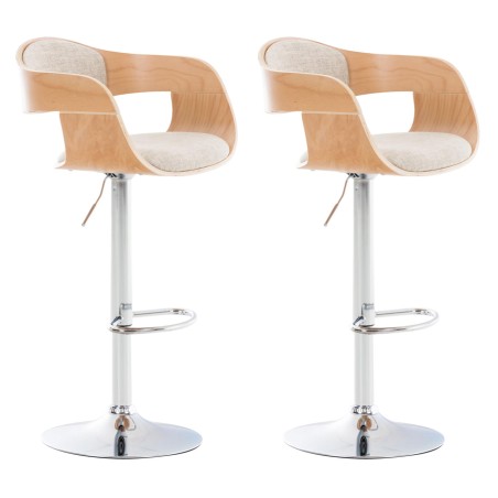Juego de 2 taburetes de bar Kingston C de tela natural/crema