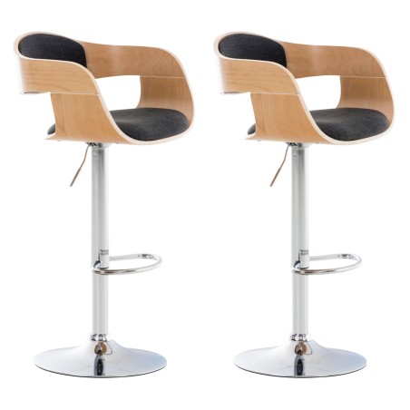 Juego de 2 taburetes de bar Kingston C de tela natural/gris oscuro