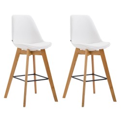 Juego de 2 taburetes de bar Metz en polipiel natural blanca