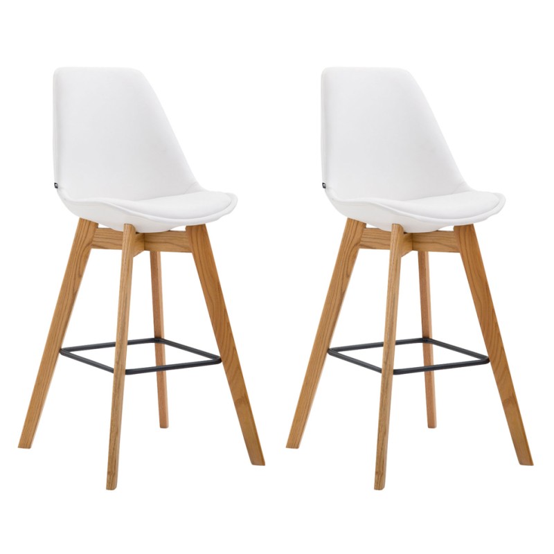 Juego de 2 taburetes de bar Metz en polipiel natural blanca