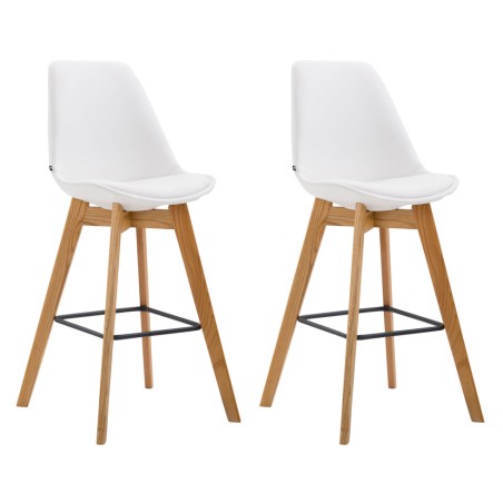Juego de 2 taburetes de bar Metz en polipiel natural blanca